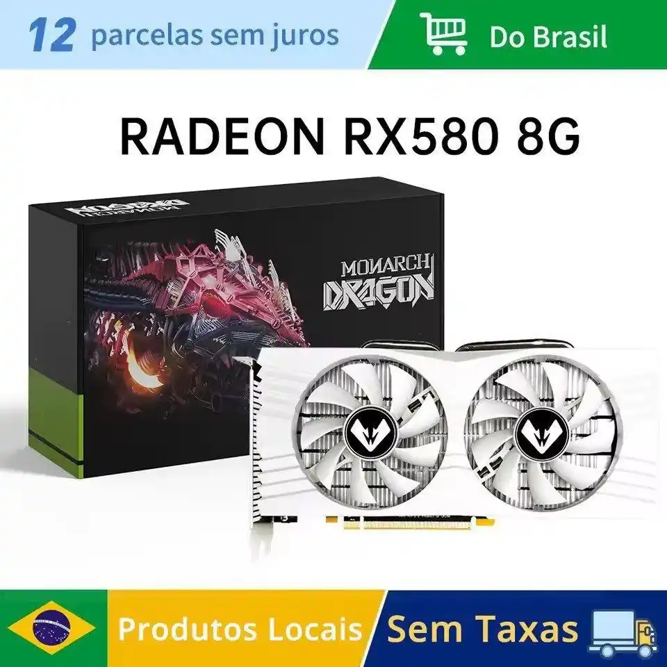Image from PC DO RAFA OFERTAS: Placa de vídeo RX 580 8GB branca dual 🇧🇷 Estoque Local BR sem taxa ...