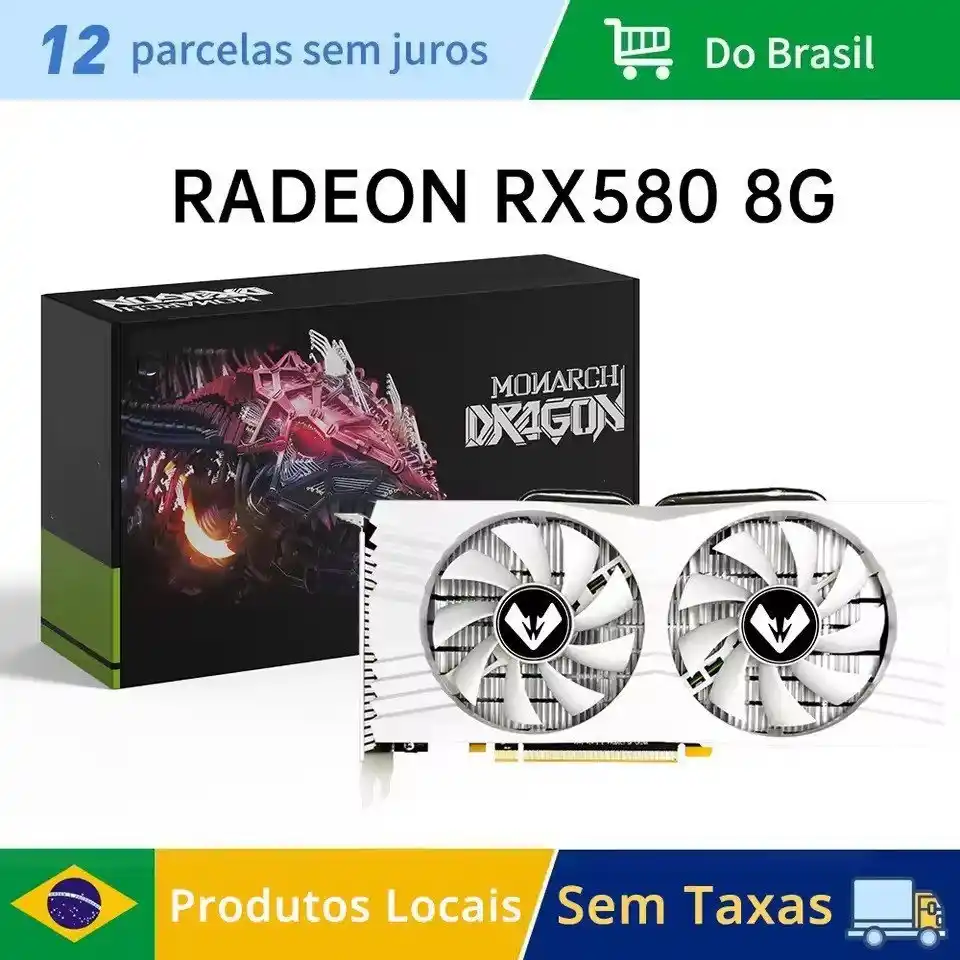 Image from PC DO RAFA OFERTAS: Placa de vídeo RX 580 8GB branca dual R$ 536 com cupom BRAE9 ou IFPOR...