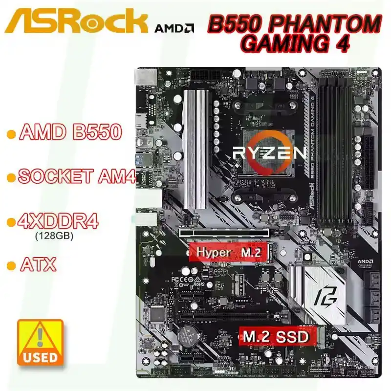 Image from PC DO RAFA OFERTAS: Placa-Mãe ASROCK B550 PHANTOM GAMING 4 AMD (usada) Valor: R$ 547,25...
