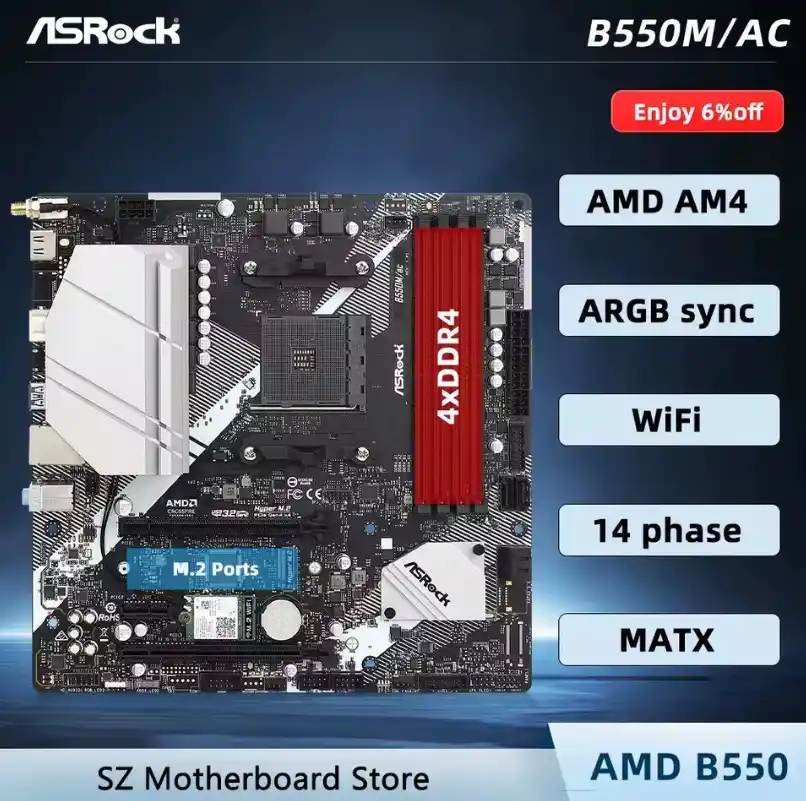 Image from PC DO RAFA OFERTAS: Placa-Mãe ASROCK B550M/AC AMD (usada) Valor: R$ 528,64 CUPOM: BRAE3...