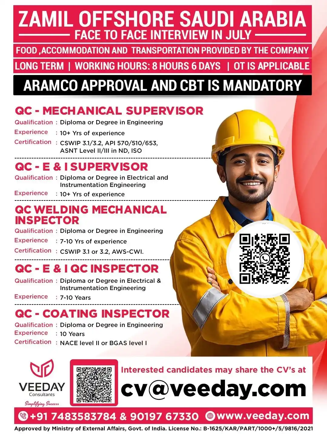 Image from Vacancies In Gulf👔: _Posting Date: 22.06.2025_ *ZAMIL OFFSHORE SAUDI ARABIA* *Face to Fac...