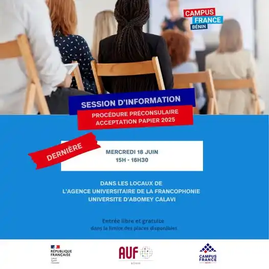 Image from Campus France Bénin 🇫🇷 🎓🇧🇯: 📢Session d’information procédure préconsulaire acceptation papier  𝑼...
