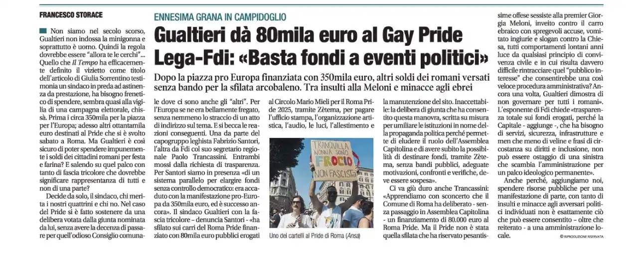 Image from Storace: Soldi soldi soldi: e’ Gualtieri...