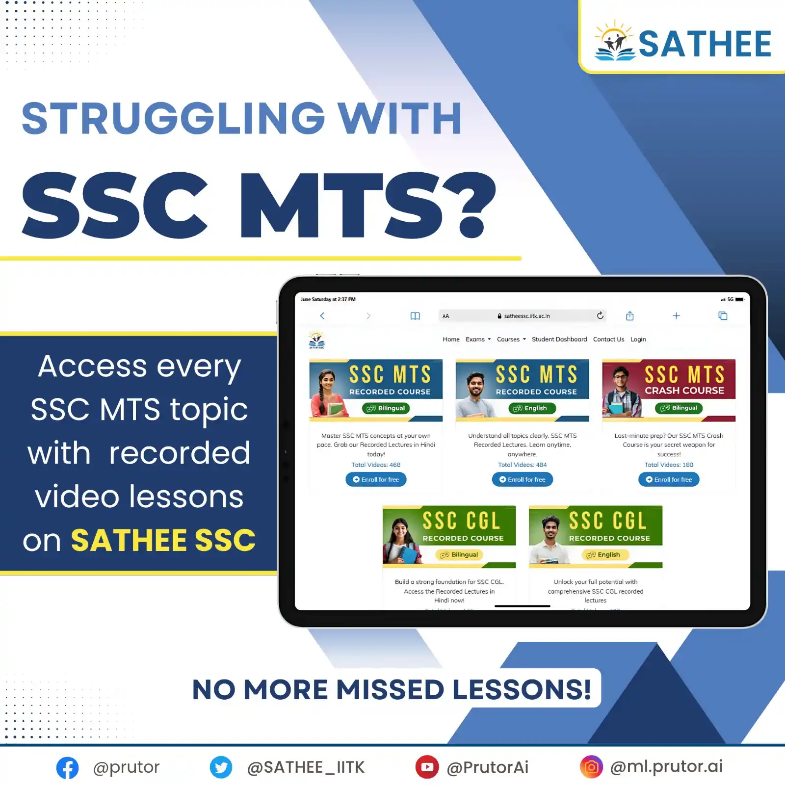 Image from SATHEE JEE/NEET/SSC: Watch recorded video lessons at your own pace, exclusively on SATHEE S...