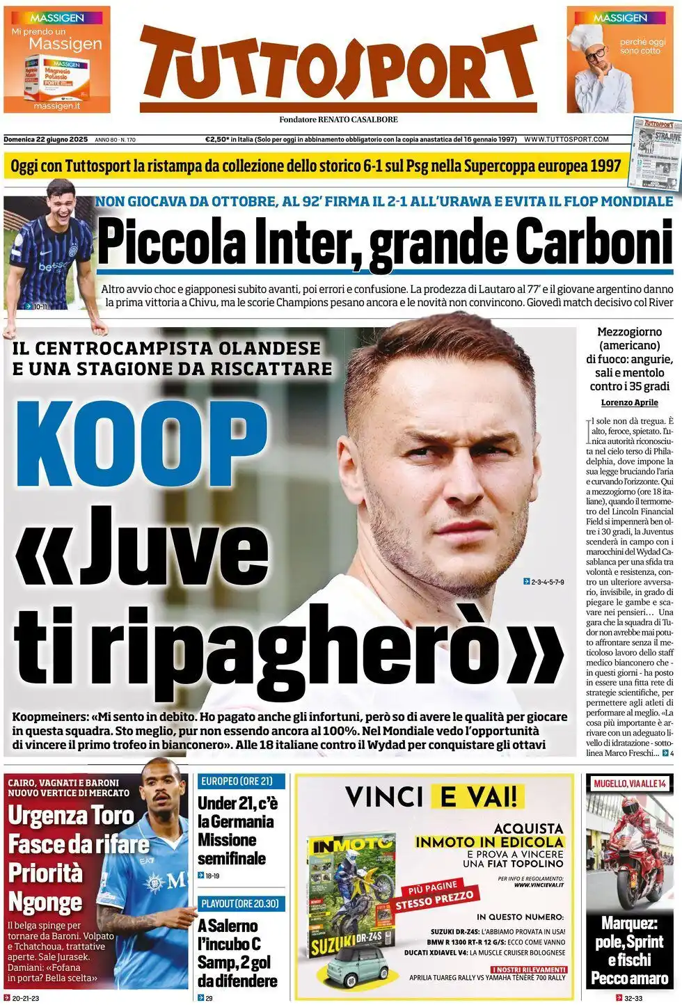 Image from Juventus Fans: *22 Giugno 2025 - Prima pagina <a class="text-blue-500 hover:underline...
