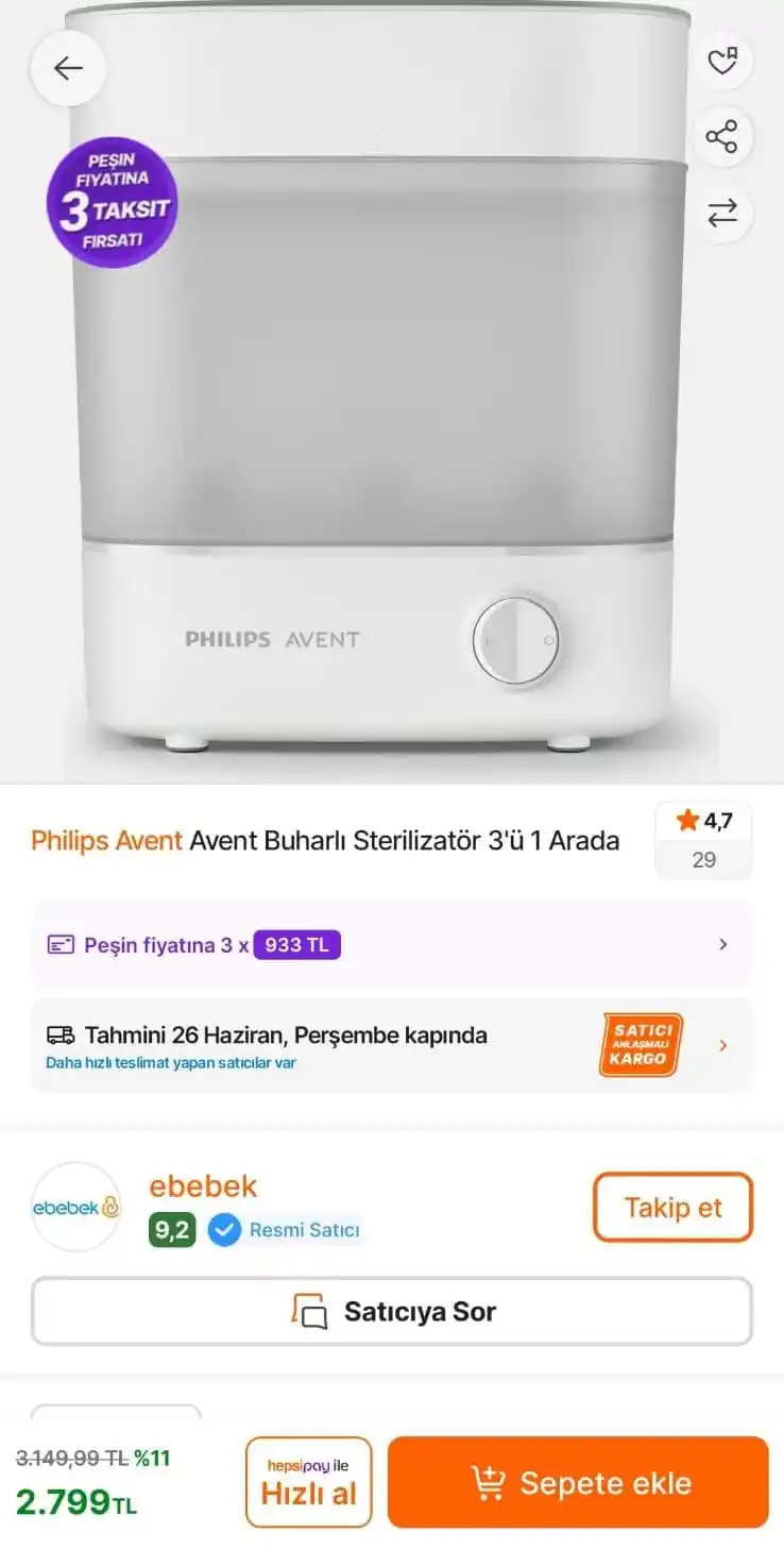 Image from TREND İNDİRİMLER: Avent Buharlı Sterilizatör 3'ü 1 Arada https://app.hb.biz/5WnzV0IFce9...