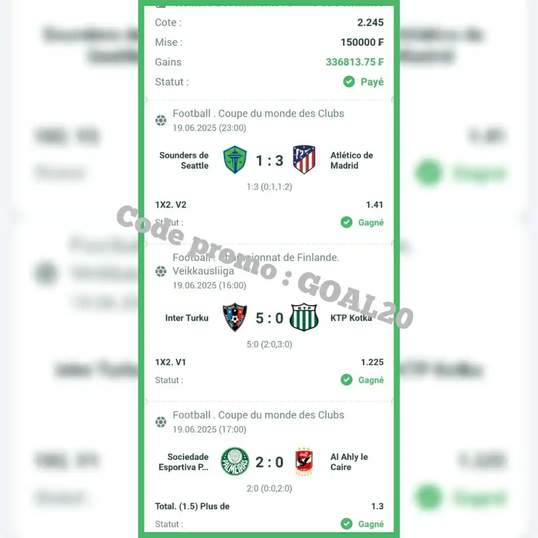 Image from ✅ GOAL20 PRONO Coupon Du Jour :Fiable Et Gratuit ✅: 🟢 COUPON cote 2 du jour VALIDÉ 🟢  FÉLICITATIONS 🎊💯   📌  ➡️  Crée ...