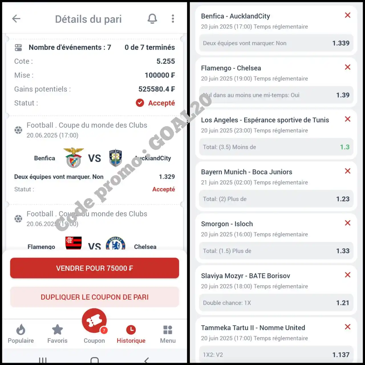 Image from ✅ GOAL20 PRONO Coupon Du Jour :Fiable Et Gratuit ✅: 🟢 Coupon côte 5 du jour    🟡 Code MÉGA PARI : KS9CV  🟡Code 1XBET : ...