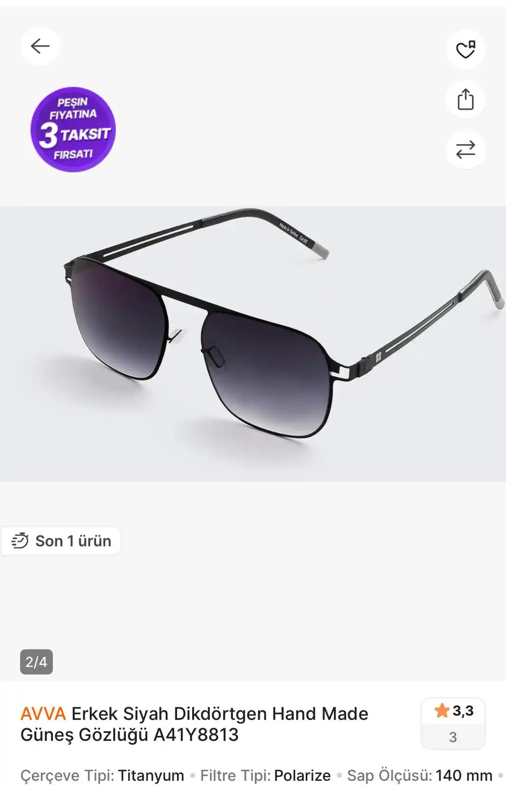 Image from TREND İNDİRİMLER: Erkek Siyah Dikdörtgen Hand Made Güneş Gözlüğü A41Y8813 https://app.h...