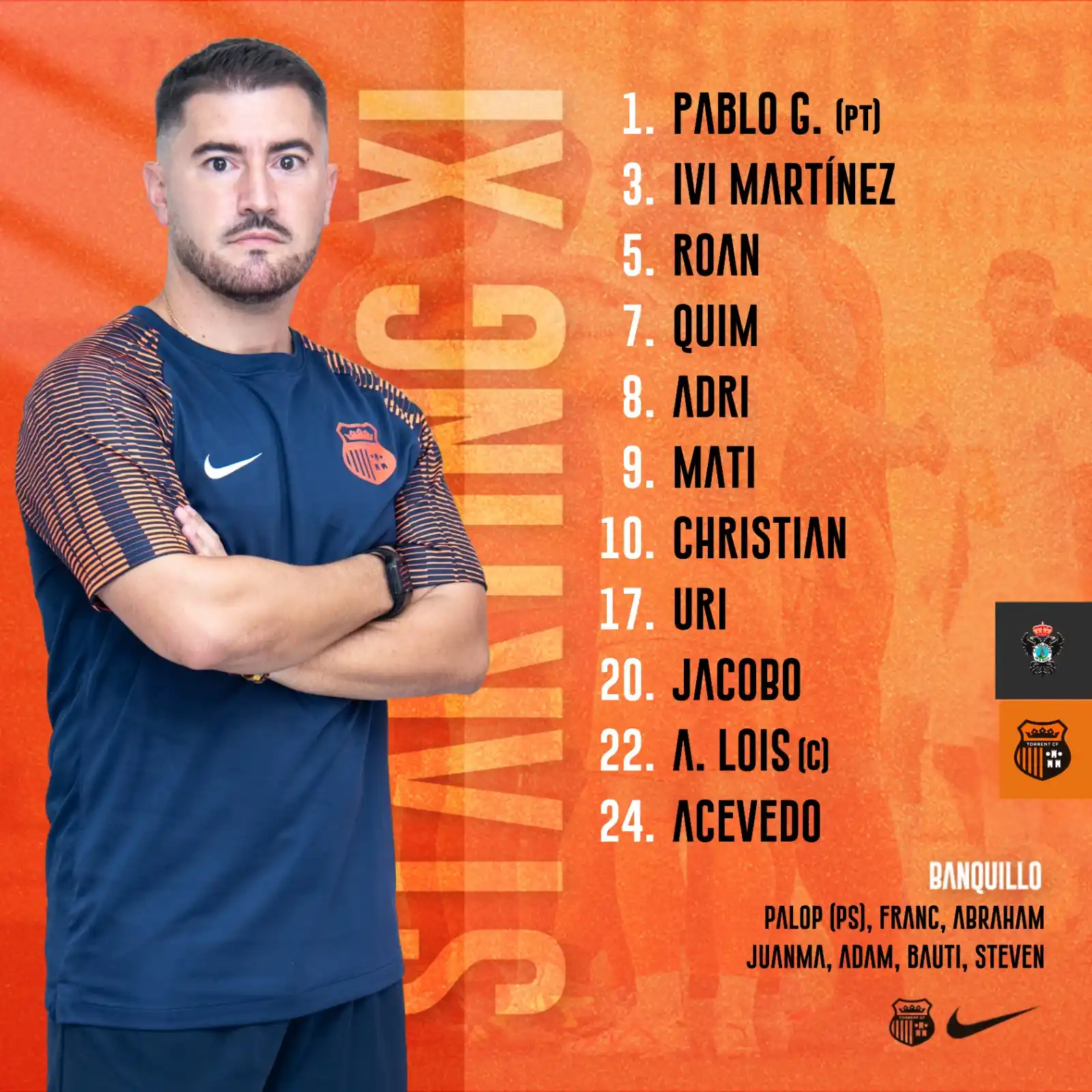 Image from Torrent C.F.: ¡Este es el 11 inicial elegido por Xavi Giménez para el último partido...