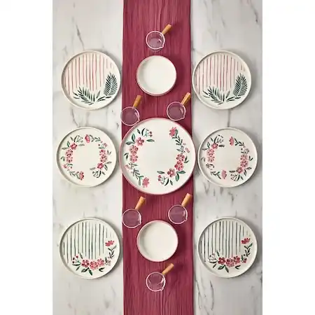 Image from TREND İNDİRİMLER: Kitchenlife 15 Parça - 6 Kişilik Sakura Stackable Kahvaltı Takımı - So...