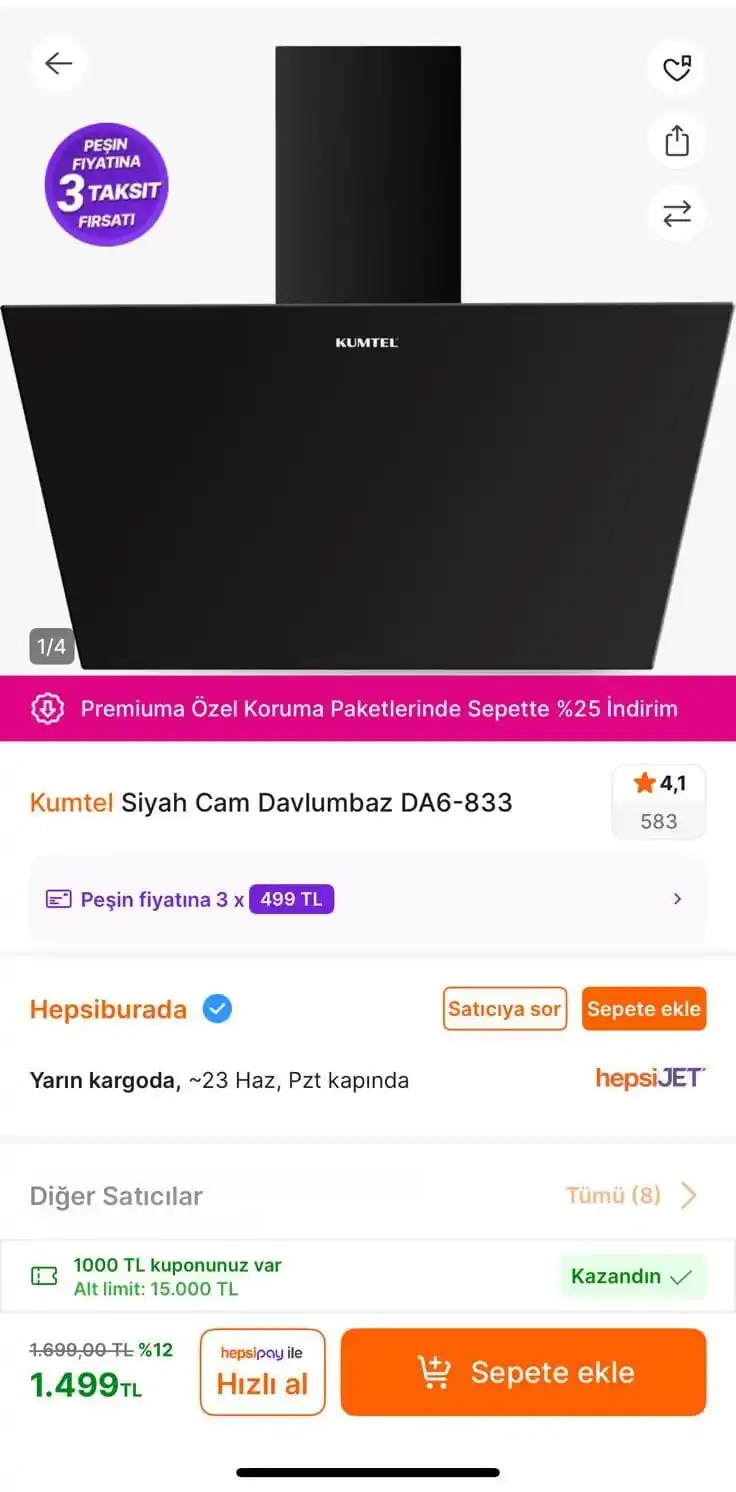 Image from TREND İNDİRİMLER: Kumtel Siyah Cam Davlumbaz DA6-833  🔗 https://app.hb.biz/gsRrMmX1sd4z...