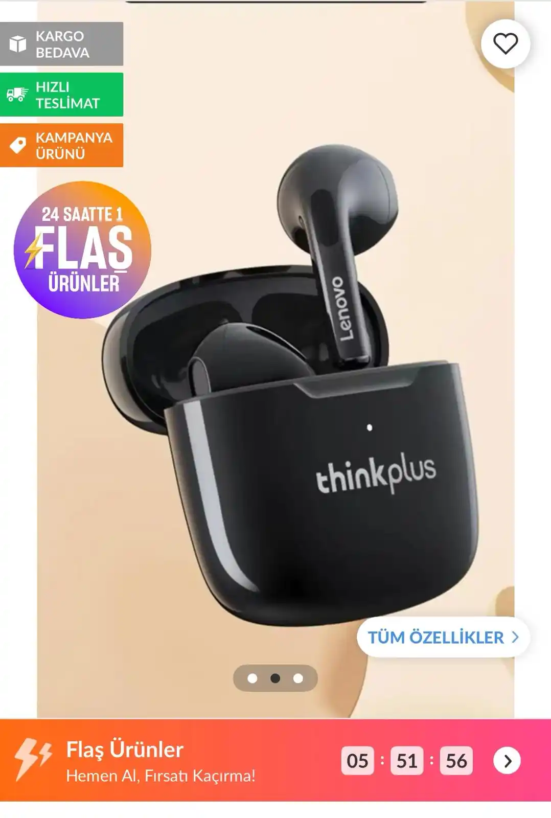 Image from TREND İNDİRİMLER: LENOVO Siyah Thinkplus Lp1 Yeni Versiyon Kablosuz Bluetooth Kulaklik  ...
