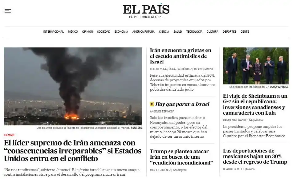 Image from EL PAÍS México: 🗞️🇲🇽 *Portada EL PAÍS México*  ✈️ El viaje de Sheinbaum a un G-7 si...
