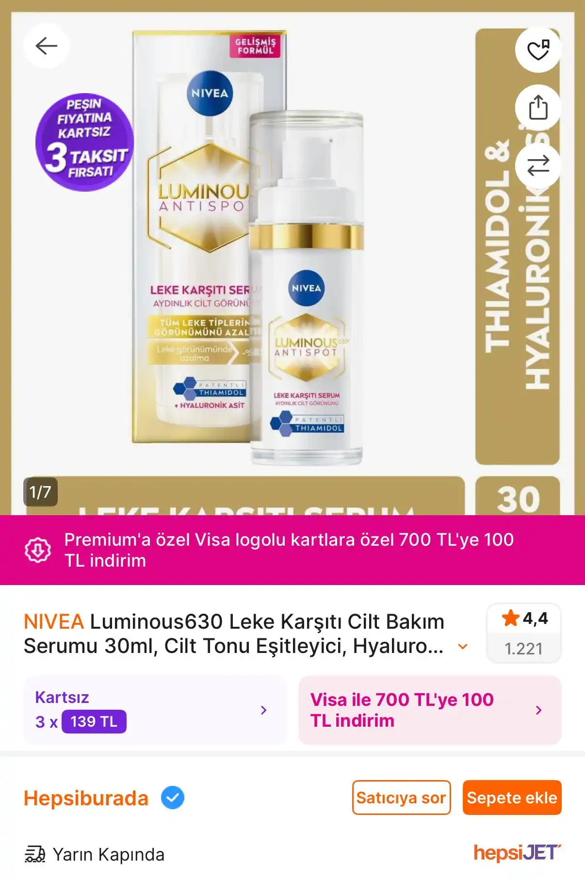 Image from TREND İNDİRİMLER: NIVEA Luminous630 Leke Karşıtı Cilt Bakım Serumu 30ml, Cilt Tonu Eşitl...