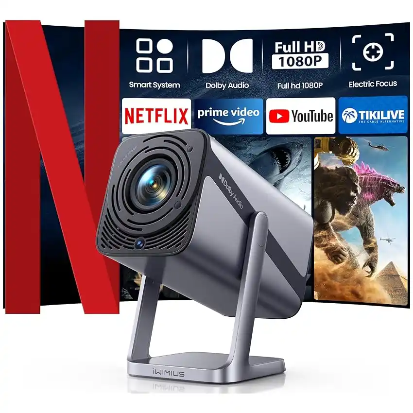 Image from Offerte Tech by Telefonino.net: 👀 Proiettore 4K Smart TV【Netflix Ufficiale/Dolby/Tiro Corto】Auto Keys...