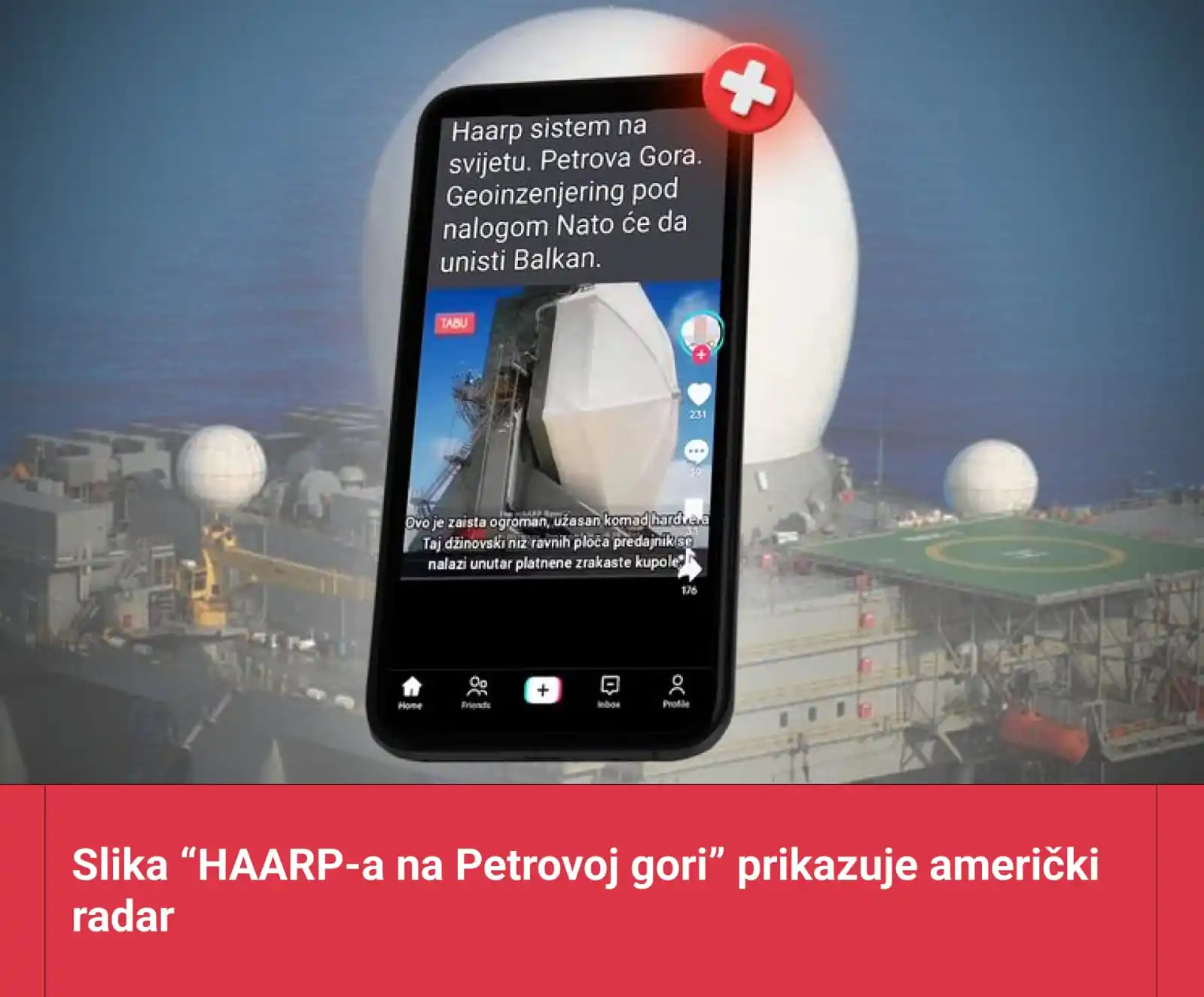 Image from Raskrinkavanje.ba: Slika vojnog SBX radara na društvenim se mrežama dijeli uz tvrdnje da ...