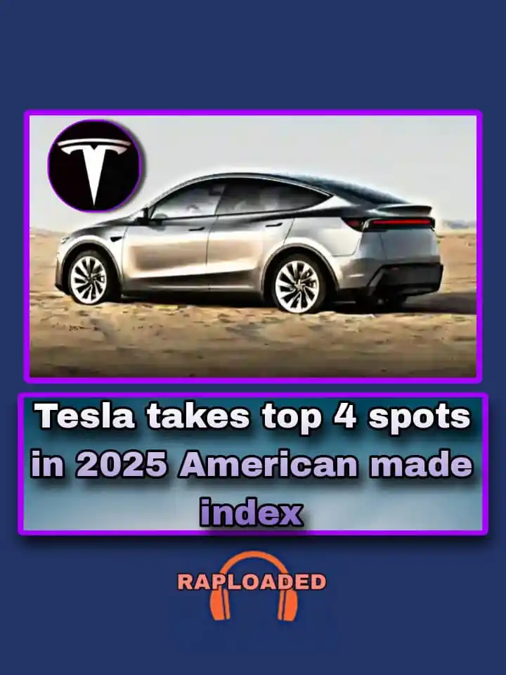 Image from Raploaded: Tesla has swept the top four spots in the 2025 American-Made Index, wi...