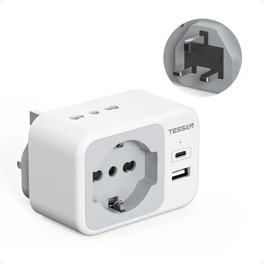 Image from Offerte Tech by Telefonino.net: 👀 TESSAN Adattatore Presa Inglese con USB C e USB A, 5 in 1 Adattator...