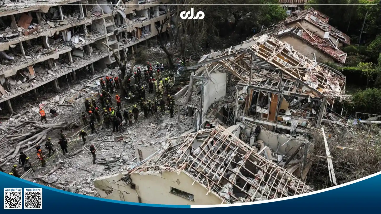 Image from RTA Dari: تصاویر: ویرانههای بهجا مانده از حملات امروز ایران به تلابیب! <a cla...