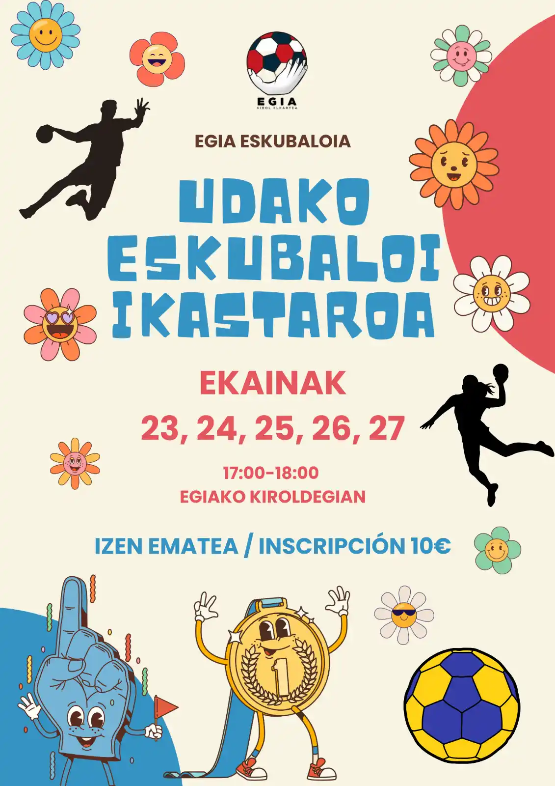 Image from Gora Egia!: *Udako eskubaloi ikastaroa* Ekainak 23/27 Udara iritsi da eta opor hau...