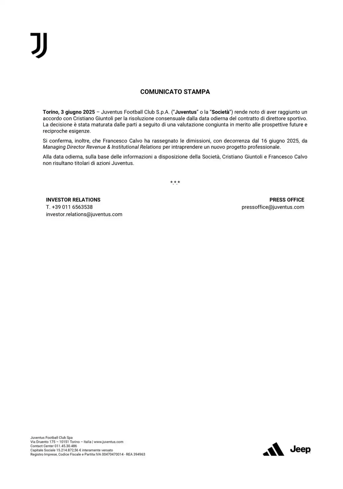 Image from Juventus Fans: *✅ [UFFICIALE] Risoluzione contrattuale per Cristiano <a class="text-b...